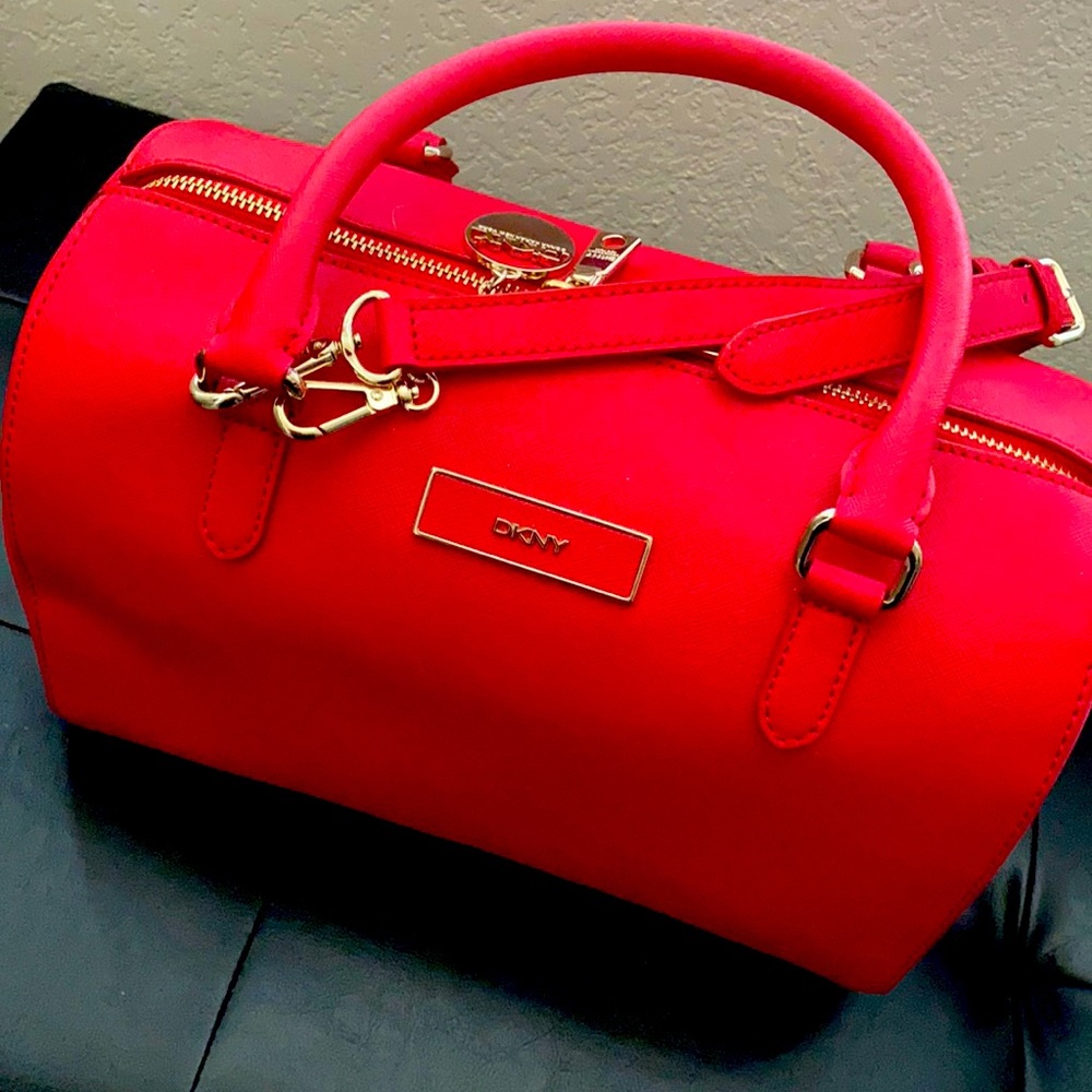 DKNY red handbag